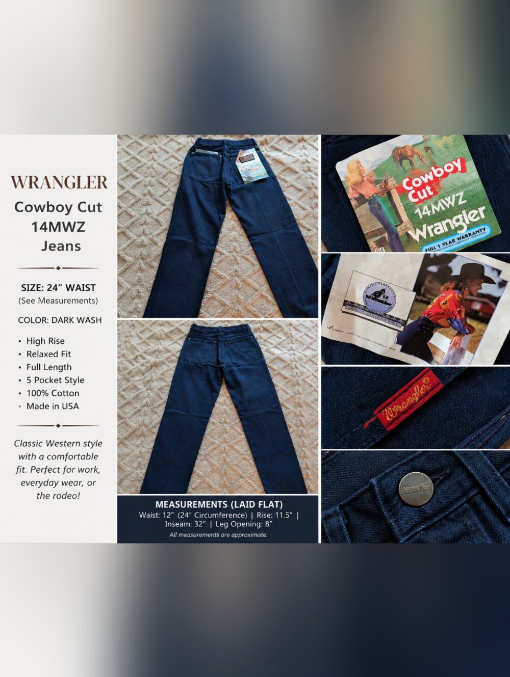 Wrangler Dark Navy Straight Leg Cowboy Cut Jeans